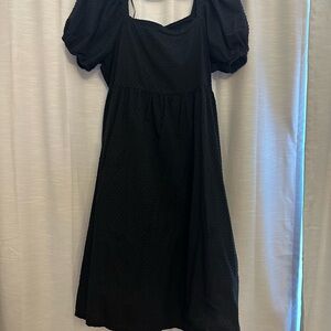 A New Day Black Puff Sleeve Midi Dress